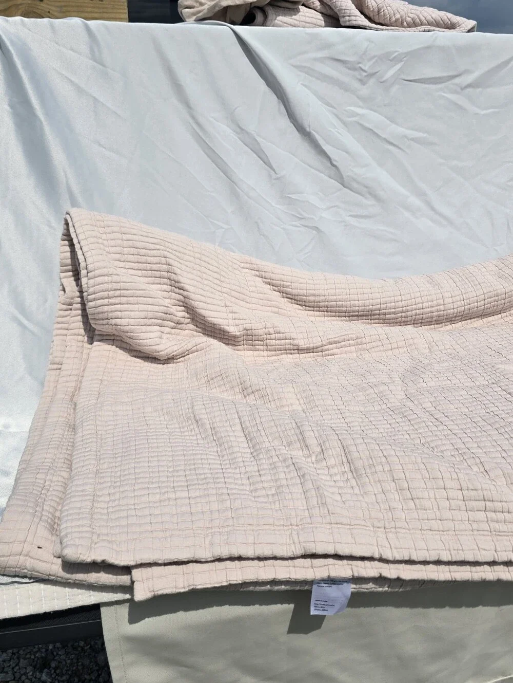 Quince King Ribbed Organic Cotton Coverlet Sham Set SAND DISCONTINUED COLOR